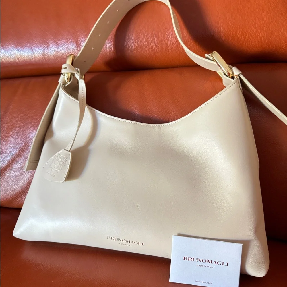 Bruno Magli Cora Leather Made in Italy Hobo Shoulder Bag